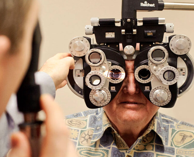 Aaron J. Affleck performing and eye exam