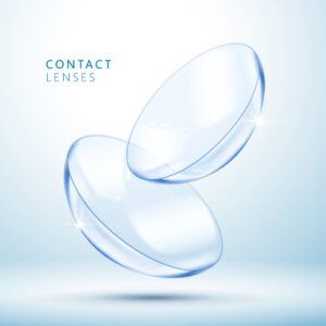 Two clear floating lenses with sparkling highlights